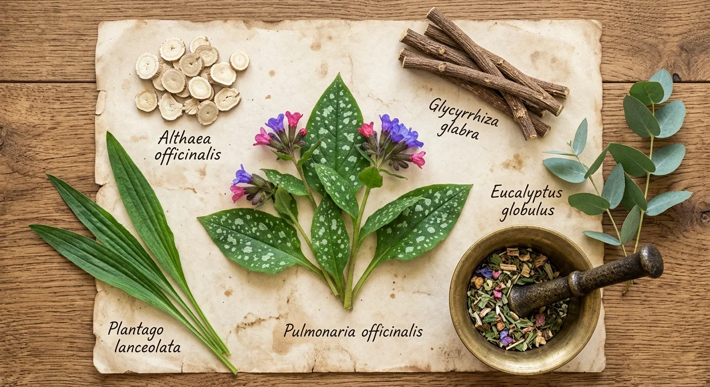 Nebelverhangener Rhodopenwald mit Sonnenstrahlen durch das Buchendach im fruehen Morgenlicht